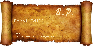 Baksi Pál névjegykártya